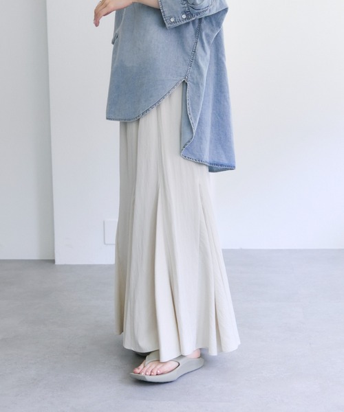 PUAL CE CIN（ピュアルセシン）の「レーヨンナイロンマチ付きスカート（スカート・レディース・ベージュ/ブラック/ライトベージュ・FREE）」の5枚目の写真