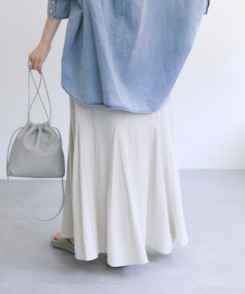 PUAL CE CIN（ピュアルセシン）の「レーヨンナイロンマチ付きスカート（スカート・レディース・ベージュ/ブラック/ライトベージュ・FREE）」の6枚目の写真