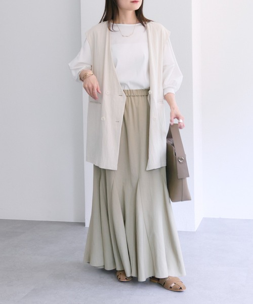 PUAL CE CIN（ピュアルセシン）の「レーヨンナイロンマチ付きスカート（スカート・レディース・ベージュ/ブラック/ライトベージュ・FREE）」の12枚目の写真