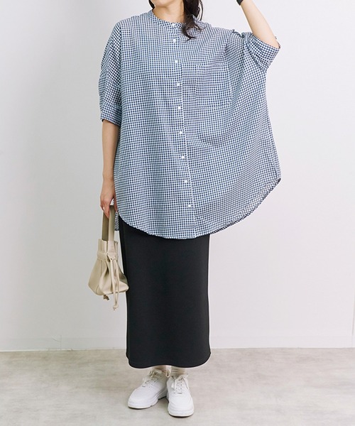 Fizz（フィズ）の「【Fizz/フィズ】　ギンガムチェックバックギャザーブラウス（シャツ/ブラウス・レディース・ホワイト×ネイビー/ホワイト×ブラック・M）」の11枚目の写真