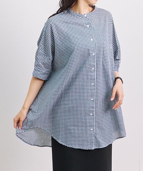 Fizz（フィズ）の「【Fizz/フィズ】　ギンガムチェックバックギャザーブラウス（シャツ/ブラウス・レディース・ホワイト×ネイビー/ホワイト×ブラック・M）」の12枚目の写真