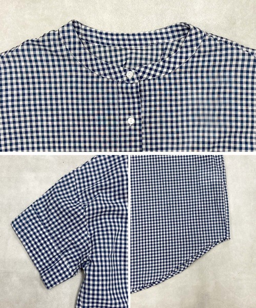 Fizz（フィズ）の「【Fizz/フィズ】　ギンガムチェックバックギャザーブラウス（シャツ/ブラウス・レディース・ホワイト×ネイビー/ホワイト×ブラック・M）」の14枚目の写真