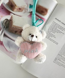 wears（ウェアーズ）の「ハート カラビナ付き ファー ドッグ ぬいキーホルダー ぬいぐるみチャーム バッグチャームマルチウェイ チャーム 犬（キーホルダー）」