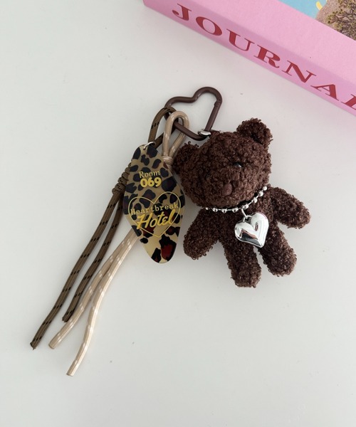 セール】ハート カラビナ付き ファー ドッグ ぬいキーホルダー