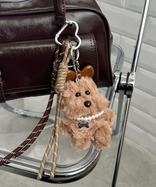 セール】ハート カラビナ付き ファー ドッグ ぬいキーホルダー