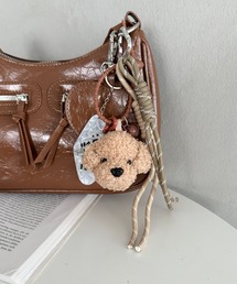 wears（ウェアーズ）の「ハート カラビナ付き ファー ドッグ ぬいキーホルダー ぬいぐるみチャーム バッグチャームマルチウェイ チャーム 犬（キーホルダー）」