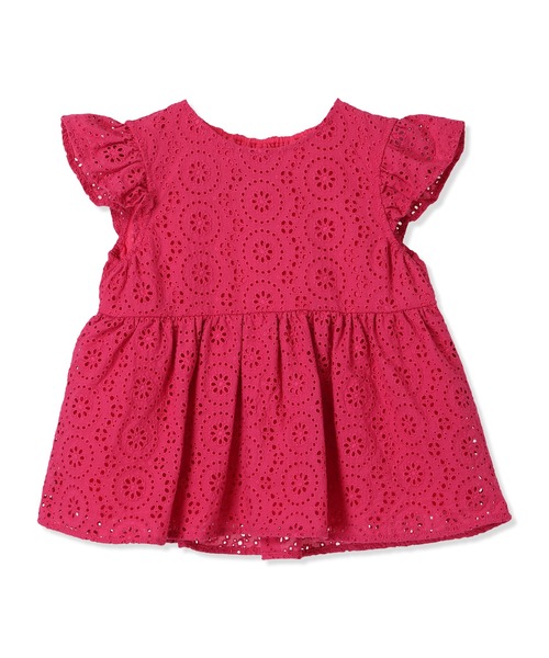 Piet（ピエット）の「【綿100%】総レース フレアブラウス（シャツ/ブラウス・キッズ・オレンジ/ピンク/オフホワイト・100/110/120/130）」の9枚目の写真