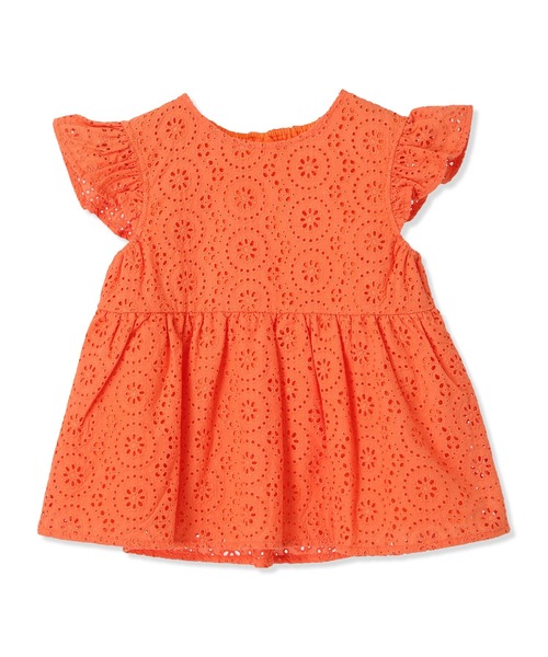 Piet（ピエット）の「【綿100%】総レース フレアブラウス（シャツ/ブラウス・キッズ・オレンジ/ピンク/オフホワイト・100/110/120/130）」の8枚目の写真