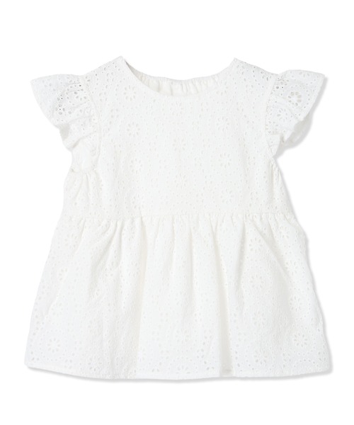 Piet（ピエット）の「【綿100%】総レース フレアブラウス（シャツ/ブラウス・キッズ・オレンジ/ピンク/オフホワイト・100/110/120/130）」の7枚目の写真