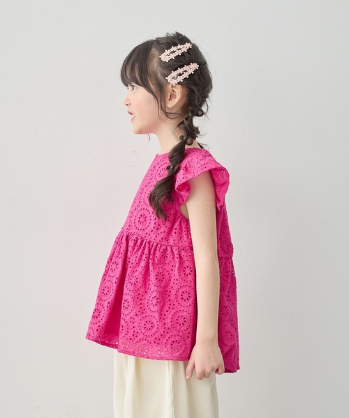 Piet（ピエット）の「【綿100%】総レース フレアブラウス（シャツ/ブラウス・キッズ・オレンジ/ピンク/オフホワイト・100/110/120/130）」の13枚目の写真