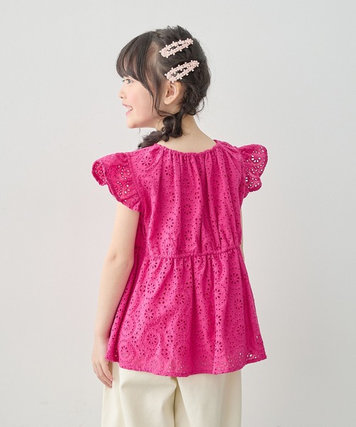 Piet（ピエット）の「【綿100%】総レース フレアブラウス（シャツ/ブラウス・キッズ・オレンジ/ピンク/オフホワイト・100/110/120/130）」の14枚目の写真