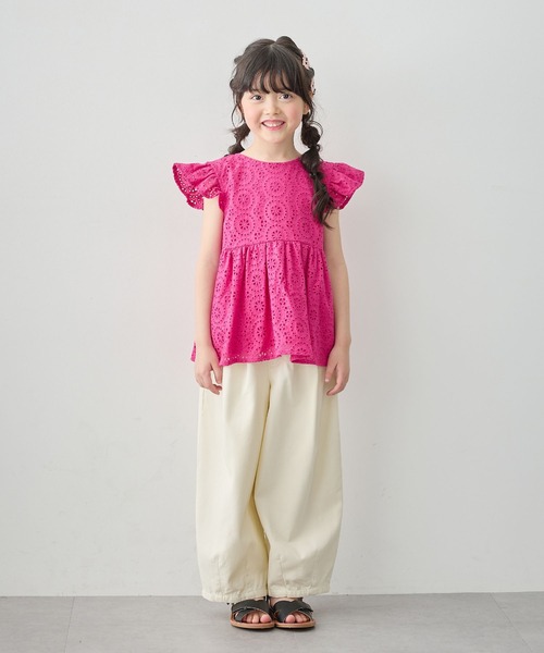 Piet（ピエット）の「【綿100%】総レース フレアブラウス（シャツ/ブラウス・キッズ・オレンジ/ピンク/オフホワイト・100/110/120/130）」の15枚目の写真