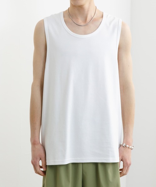 SENSE OF PLACE by URBAN RESEARCH（センスオブプレイスバイアーバンリサーチ）の「コットンスムースタンクトップ（タンクトップ・メンズ・ブラック/ホワイト/ベージュ・MEDIUM/LARGE）」の4枚目の写真