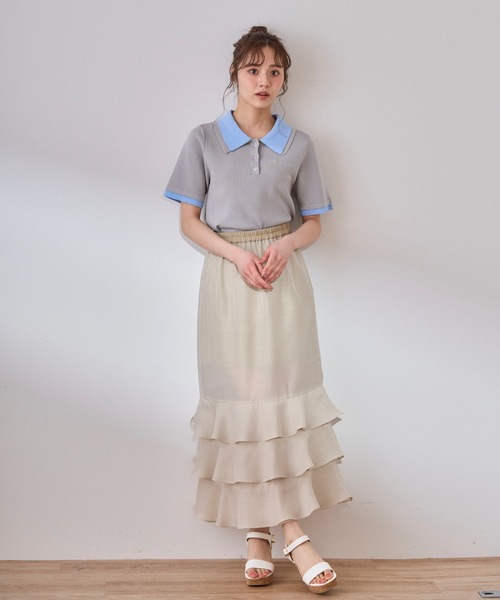 31 Sons de mode(トランテアン ソン ドゥ モード)の「2WAYシアーティアードスカート(スカート・レディース・ブラック/カーキ/ベージュ・36/38)」の16枚目の写真