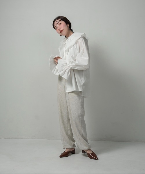 lawgy(ラウジー)の「big collar frill string blouse / ビッグカラーフリルストリングブラウス(シャツ/ブラウス・レディース・ブルー/ホワイト/クリーム・FREE)」の13枚目の写真