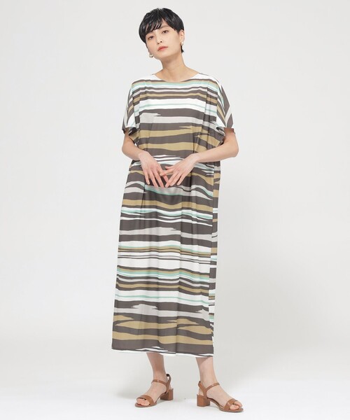 EVEX by KRIZIA（エヴェックスバイクリツィア）の「【カタログ掲載品】【接触冷感】【UV対策】【ウォッシャブル】コンチェロアニマルボーダーワンピース（ワンピース・レディース・グリーン系その他4/ブラック・40）」の2枚目の写真