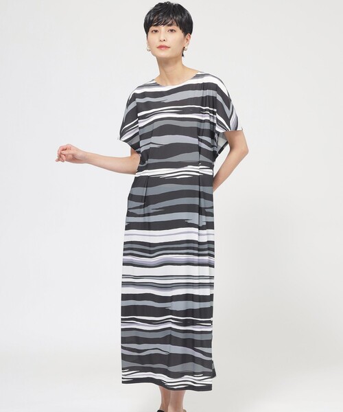 EVEX by KRIZIA（エヴェックスバイクリツィア）の「【カタログ掲載品】【接触冷感】【UV対策】【ウォッシャブル】コンチェロアニマルボーダーワンピース（ワンピース・レディース・グリーン系その他4/ブラック・40）」の3枚目の写真