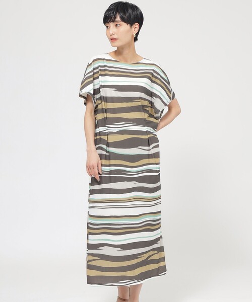 EVEX by KRIZIA（エヴェックスバイクリツィア）の「【カタログ掲載品】【接触冷感】【UV対策】【ウォッシャブル】コンチェロアニマルボーダーワンピース（ワンピース・レディース・グリーン系その他4/ブラック・40）」の4枚目の写真