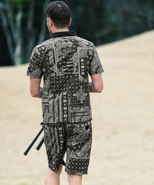 新品タグ付きCHERVOゴルフシャツ　ブラックペイズリー　52 DIVINER GOLF（ディバイナー ゴルフ）の「【DIVINER GOLF】ペイズリー