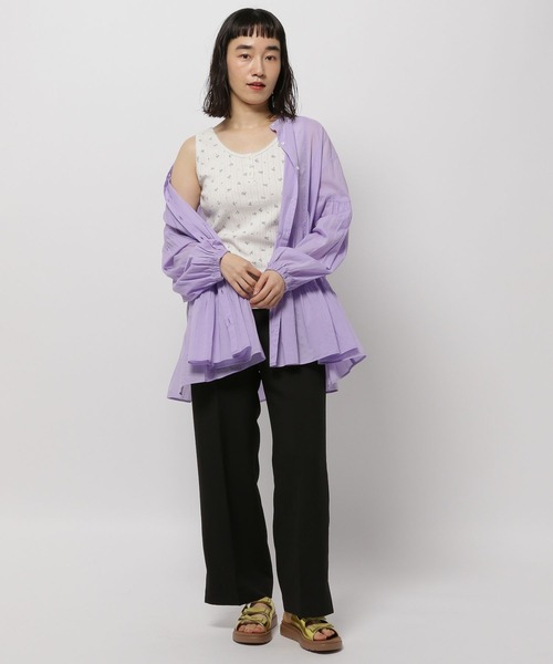 niko and...（ニコアンド）の「小花アイレットテレコタンクトップ（タンクトップ・レディース・ネイビー/オフホワイト/グレー・LARGE/MEDIUM）」の6枚目の写真