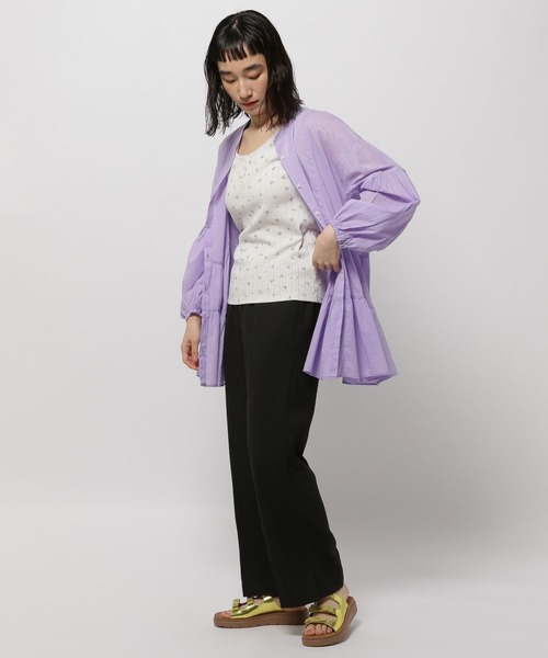 niko and...（ニコアンド）の「小花アイレットテレコタンクトップ（タンクトップ・レディース・ネイビー/オフホワイト/グレー・LARGE/MEDIUM）」の7枚目の写真