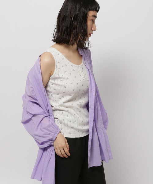 niko and...（ニコアンド）の「小花アイレットテレコタンクトップ（タンクトップ・レディース・ネイビー/オフホワイト/グレー・LARGE/MEDIUM）」の8枚目の写真