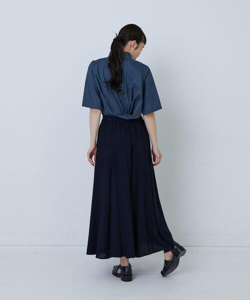 LOISIR（ロワズィール）の「【MTサイズ有り】レーヨンリネンスラブローンフレアースカート（スカート・レディース・キナリ/ネイビー・M/MT）」の7枚目の写真