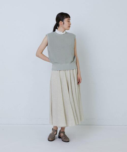 LOISIR（ロワズィール）の「【MTサイズ有り】レーヨンリネンスラブローンフレアースカート（スカート・レディース・キナリ/ネイビー・M/MT）」の12枚目の写真