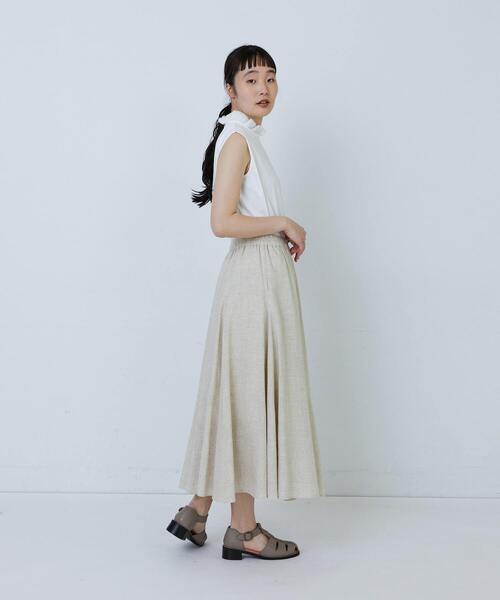 LOISIR（ロワズィール）の「【MTサイズ有り】レーヨンリネンスラブローンフレアースカート（スカート・レディース・キナリ/ネイビー・M/MT）」の14枚目の写真
