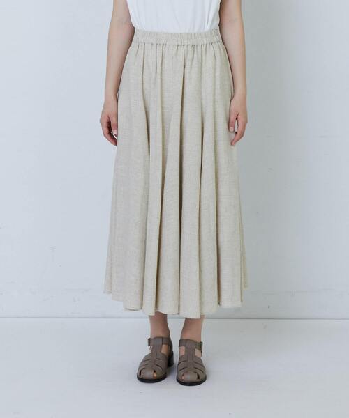 LOISIR（ロワズィール）の「【MTサイズ有り】レーヨンリネンスラブローンフレアースカート（スカート・レディース・キナリ/ネイビー・M/MT）」の17枚目の写真