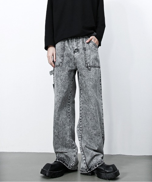 セール】SIBYLLA ケミカルウォッシュ ワイド デニムパンツ（デニム