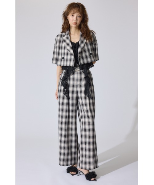 rienda(リエンダ)の「チェックワイドタックベルト付きジャストウエストパンツ 春服(スラックス・レディース・マルチ・MEDIUM/SMALL)」の3枚目の写真