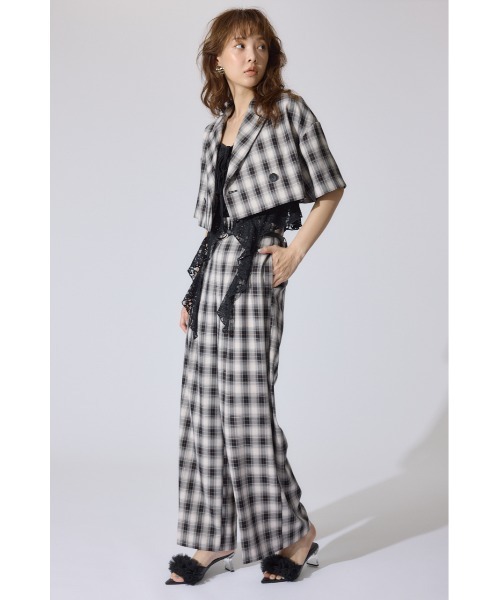 rienda(リエンダ)の「チェックワイドタックベルト付きジャストウエストパンツ 春服(スラックス・レディース・マルチ・MEDIUM/SMALL)」の4枚目の写真