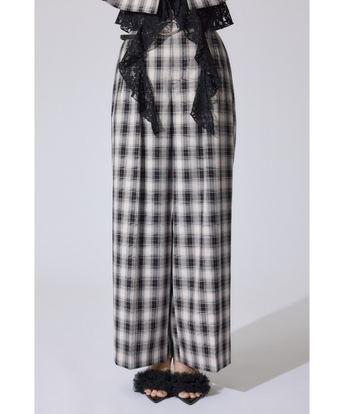 rienda(リエンダ)の「チェックワイドタックベルト付きジャストウエストパンツ 春服(スラックス・レディース・マルチ・MEDIUM/SMALL)」の6枚目の写真
