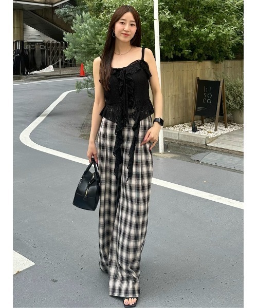 rienda(リエンダ)の「チェックワイドタックベルト付きジャストウエストパンツ 春服(スラックス・レディース・マルチ・MEDIUM/SMALL)」の10枚目の写真