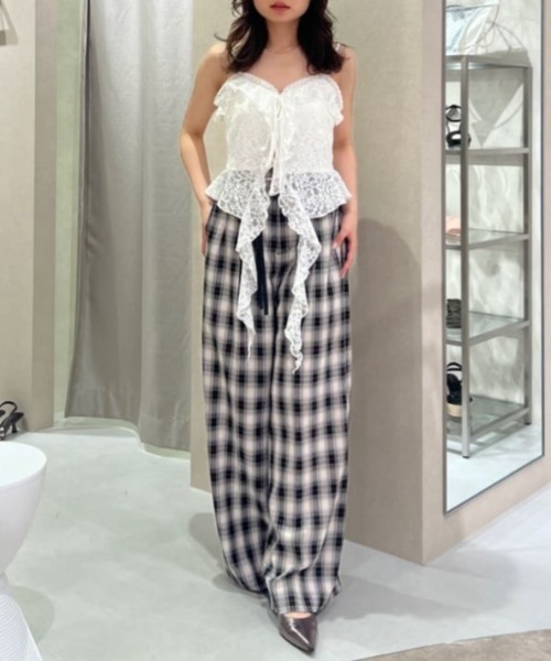 rienda(リエンダ)の「チェックワイドタックベルト付きジャストウエストパンツ 春服(スラックス・レディース・マルチ・MEDIUM/SMALL)」の11枚目の写真