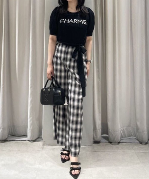 rienda(リエンダ)の「チェックワイドタックベルト付きジャストウエストパンツ 春服(スラックス・レディース・マルチ・MEDIUM/SMALL)」の12枚目の写真
