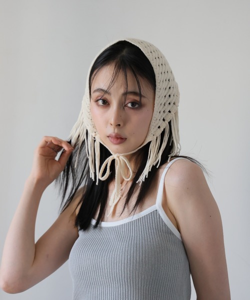 マルチウェイクロシェニットスカーフ/ボンネット（バンダナ