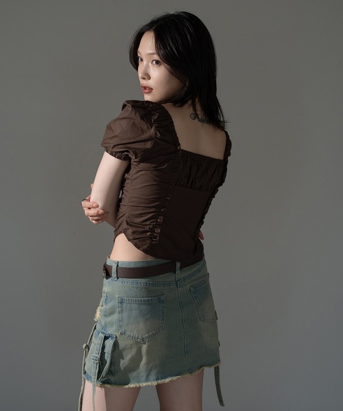 apres jour mignon（アプレジュールミニョン）の「スクエアピンタックブラウス【ZOZOTOWN限定アイテム】（シャツ/ブラウス・レディース・オフホワイト/ブラウン系その他/ネイビー/ダークブラウン/ブラック系その他/その他・X-LARGE/フリー）」の12枚目の写真