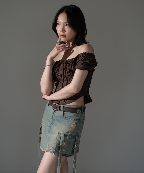 apres jour mignon（アプレジュールミニョン）の「スクエアピンタックブラウス【ZOZOTOWN限定アイテム】（シャツ/ブラウス・レディース・オフホワイト/ブラウン系その他/ネイビー/ダークブラウン/ブラック系その他/その他・X-LARGE/フリー）」の13枚目の写真