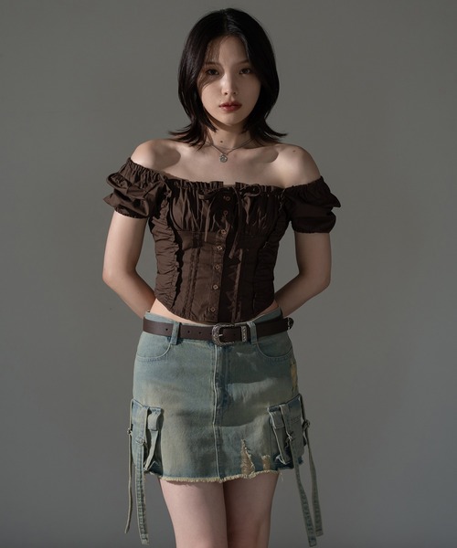 apres jour mignon（アプレジュールミニョン）の「スクエアピンタックブラウス【ZOZOTOWN限定アイテム】（シャツ/ブラウス・レディース・オフホワイト/ブラウン系その他/ネイビー/ダークブラウン/ブラック系その他/その他・X-LARGE/フリー）」の11枚目の写真