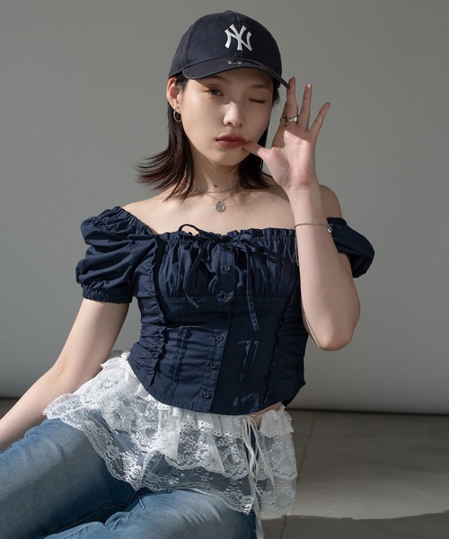 apres jour mignon（アプレジュールミニョン）の「スクエアピンタックブラウス【ZOZOTOWN限定アイテム】（シャツ/ブラウス・レディース・オフホワイト/ブラウン系その他/ネイビー/ダークブラウン/ブラック系その他/その他・X-LARGE/フリー）」の15枚目の写真