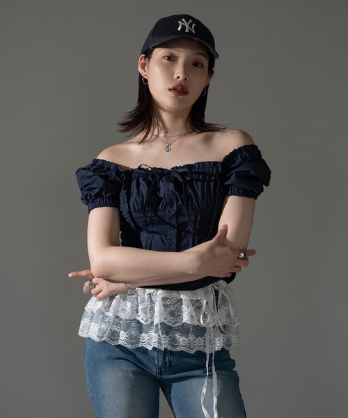 apres jour mignon（アプレジュールミニョン）の「スクエアピンタックブラウス【ZOZOTOWN限定アイテム】（シャツ/ブラウス・レディース・オフホワイト/ブラウン系その他/ネイビー/ダークブラウン/ブラック系その他/その他・X-LARGE/フリー）」の17枚目の写真