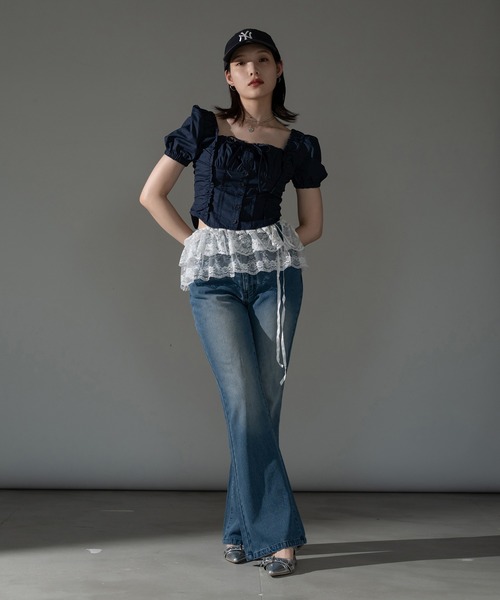 apres jour mignon（アプレジュールミニョン）の「スクエアピンタックブラウス【ZOZOTOWN限定アイテム】（シャツ/ブラウス・レディース・オフホワイト/ブラウン系その他/ネイビー/ダークブラウン/ブラック系その他/その他・X-LARGE/フリー）」の19枚目の写真