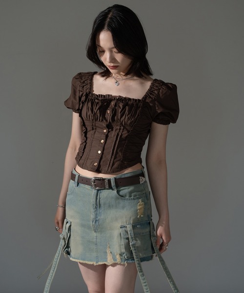 apres jour mignon（アプレジュールミニョン）の「スクエアピンタックブラウス【ZOZOTOWN限定アイテム】（シャツ/ブラウス・レディース・オフホワイト/ブラウン系その他/ネイビー/ダークブラウン/ブラック系その他/その他・X-LARGE/フリー）」の22枚目の写真