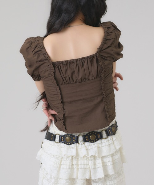 apres jour mignon（アプレジュールミニョン）の「スクエアピンタックブラウス（シャツ/ブラウス・レディース・オフホワイト/ブラウン系その他/ネイビー/ダークブラウン/ブラック系その他/その他・X-LARGE/フリー）」の20枚目の写真