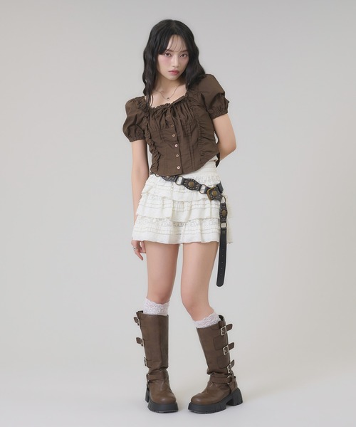 apres jour mignon（アプレジュールミニョン）の「スクエアピンタックブラウス（シャツ/ブラウス・レディース・オフホワイト/ブラウン系その他/ネイビー/ダークブラウン/ブラック系その他/その他・X-LARGE/フリー）」の21枚目の写真