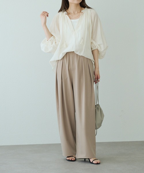 ツータックウエストゴムストレッチパンツ ツータックウエストゴムストレッチパンツ 新色追加】ツータック