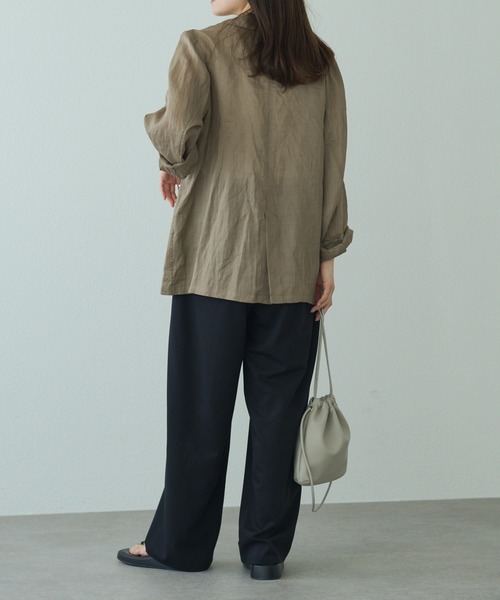 PUAL CE CIN（ピュアルセシン）の「ツータック ウエストゴム ストレッチパンツ（スラックス・レディース・ベージュ/ブラック/グレー/グレイッシュベージュ・FREE）」の11枚目の写真