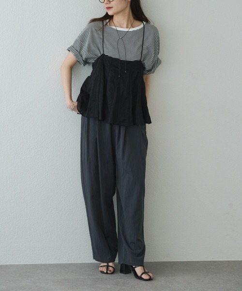 ツータックウエストゴムストレッチパンツ セール】ツータック ウエストゴム ストレッチパンツ（スラックス